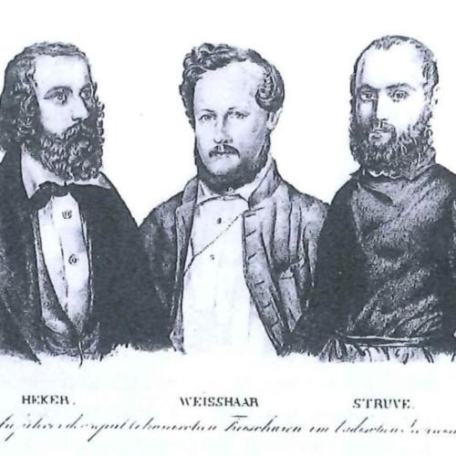 Der Revolutionär Friedrich Hecker, der Engelwirt Joseph Weißhaar und der Revolutionär Gustav Struve Der Revolutionär Friedrich Hecker, der Engelwirt Joseph Weißhaar und der Revolutionär Gustav Struve
